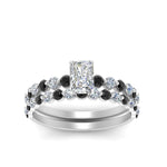 Load image into Gallery viewer, shared-prong-radiant-engagement-and-wedding-ring-set-with-black-diamond-in-FDENS3023RAGBLACK-NL-WG