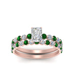 Load image into Gallery viewer, shared-prong-radiant-engagement-and-wedding-ring-set-with-emerald-in-FDENS3023RAGEMGR-NL-RG