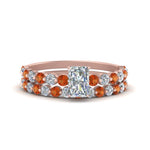 Load image into Gallery viewer, shared-prong-radiant-engagement-and-wedding-ring-set-with-orange-sapphire-in-FDENS3023RAGSAOR-NL-RG
