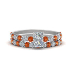 Load image into Gallery viewer, shared-prong-radiant-engagement-and-wedding-ring-set-with-orange-sapphire-in-FDENS3023RAGSAOR-NL-WG