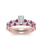 Load image into Gallery viewer, shared-prong-radiant-engagement-and-wedding-ring-set-with-pink-sapphire-in-FDENS3023RAGSADRPI-NL-RG
