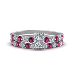 Load image into Gallery viewer, shared-prong-radiant-engagement-and-wedding-ring-set-with-pink-sapphire-in-FDENS3023RAGSADRPI-NL-WG