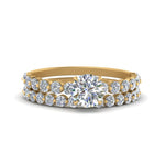 Load image into Gallery viewer, shared-prong-round-engagement-and-wedding-ring-set-in-FDENS3023RO-NL-YG