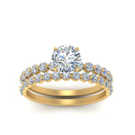 Load image into Gallery viewer, shared-prong-round-engagement-and-wedding-ring-set-in-FDENS3023RO-NL-YG