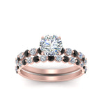 Load image into Gallery viewer, shared-prong-round-engagement-and-wedding-ring-set-with-black-diamond-in-FDENS3023ROGBLACK-NL-RG