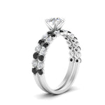 Load image into Gallery viewer, shared-prong-round-engagement-and-wedding-ring-set-with-black-diamond-in-FDENS3023ROGBLACK-NL-WG