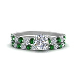 Load image into Gallery viewer, shared-prong-round-engagement-and-wedding-ring-set-with-emerald-in-FDENS3023ROGEMGR-NL-WG