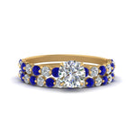 Load image into Gallery viewer, shared-prong-round-engagement-and-wedding-ring-set-with-sapphire-in-FDENS3023ROGSABL-NL-YG