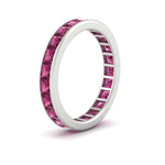 Load image into Gallery viewer, simple-5-carat-princess-cut-pink-sapphire-eternity-ring-in-white-gold-FDEWB160PRBGSADRPIANGLE2-5.00CT-NL-WG.jpg?v=1766128425