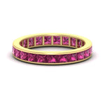 Load image into Gallery viewer, simple-5-carat-princess-cut-pink-sapphire-eternity-ring-in-yellow-gold-FDEWB160PRBGSADRPI-5.00CT-NL-YG.jpg?v=1766128426