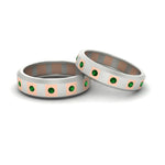 Load image into Gallery viewer, simple-bezel-set-round-couples-anniversary-emerald-band-in-white-gold-FD11147BGEMGR-NL-WG.jpg
