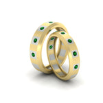 Load image into Gallery viewer, simple-bezel-set-round-couples-anniversary-emerald-band-in-yellow-gold-FD11147BGEMGR-NL-YG.jpg
