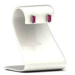 Load image into Gallery viewer, single-baguette-stud-pink-sapphire-earring-in-white-gold-FD-EAR11011GSADRPISTAND-NL-WG.jpg?v=1771013585
