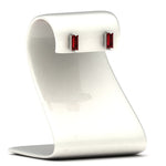 Load image into Gallery viewer, single-baguette-stud-ruby-earring-in-white-gold-FD-EAR11011GRUDRSTAND-NL-WG.jpg?v=1771013585