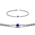Load image into Gallery viewer, single-diamond-chain-bracelet-with-blue-sapphire-in-14k-white-gold-fdbr651576gsablangle2-nl-wg