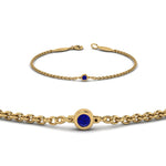 Load image into Gallery viewer, single-diamond-chain-bracelet-with-blue-sapphire-in-14k-yellow-gold-fdbr651576gsablangle2-nl-yg