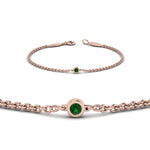 Load image into Gallery viewer, single-diamond-chain-bracelet-with-emerald-in-14k-rose-gold-fdbr651576gemgrangle2-nl-rg