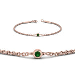 Load image into Gallery viewer, single-diamond-chain-bracelet-with-emerald-in-14k-rose-gold-fdbr651576gemgrangle2-nl-rg