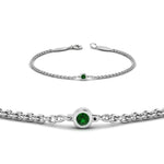 Load image into Gallery viewer, single-diamond-chain-bracelet-with-emerald-in-14k-white-gold-fdbr651576gemgrangle2-nl-wg