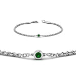 Load image into Gallery viewer, single-diamond-chain-bracelet-with-emerald-in-14k-white-gold-fdbr651576gemgrangle2-nl-wg