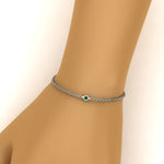 Load image into Gallery viewer, single-diamond-chain-bracelet-with-emerald-in-14k-white-gold-fdbr651576gemgrhand-nl-wg