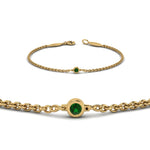 Load image into Gallery viewer, single-diamond-chain-bracelet-with-emerald-in-14k-yellow-gold-fdbr651576gemgrangle2-nl-yg