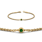 Load image into Gallery viewer, single-diamond-chain-bracelet-with-emerald-in-14k-yellow-gold-fdbr651576gemgrangle2-nl-yg