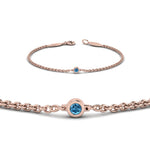 Load image into Gallery viewer, single-diamond-chain-bracelet-with-ice-blue-topaz-in-14k-rose-gold-fdbr651576gicbltoangle2-nl-rg