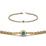 Load image into Gallery viewer, single-diamond-chain-bracelet-with-ice-blue-topaz-in-14k-yellow-gold-fdbr651576gicbltoangle2-nl-yg
