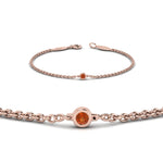 Load image into Gallery viewer, single-diamond-chain-bracelet-with-orange-sapphire-in-14k-rose-gold-fdbr651576gsaorangle2-nl-rg