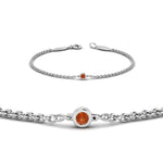 Load image into Gallery viewer, single-diamond-chain-bracelet-with-orange-sapphire-in-14k-white-gold-fdbr651576gsaorangle2-nl-wg