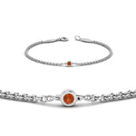 Load image into Gallery viewer, single-diamond-chain-bracelet-with-orange-sapphire-in-14k-white-gold-fdbr651576gsaorangle2-nl-wg
