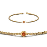 Load image into Gallery viewer, single-diamond-chain-bracelet-with-orange-sapphire-in-14k-yellow-gold-fdbr651576gsaorangle2-nl-yg