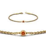 Load image into Gallery viewer, single-diamond-chain-bracelet-with-orange-sapphire-in-14k-yellow-gold-fdbr651576gsaorangle2-nl-yg