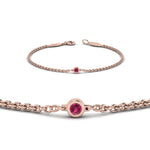 Load image into Gallery viewer, single-diamond-chain-bracelet-with-pink-sapphire-in-14k-rose-gold-fdbr651576gsadrpiangle2-nl-rg