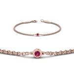 Load image into Gallery viewer, single-diamond-chain-bracelet-with-pink-sapphire-in-14k-rose-gold-fdbr651576gsadrpiangle2-nl-rg