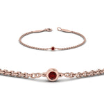 Load image into Gallery viewer, single-diamond-chain-bracelet-with-ruby-in-14k-rose-gold-fdbr651576grudrangle2-nl-rg