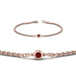 Load image into Gallery viewer, single-diamond-chain-bracelet-with-ruby-in-14k-rose-gold-fdbr651576grudrangle2-nl-rg