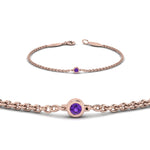 Load image into Gallery viewer, single-diamond-chain-bracelet-with-violac-topaz-in-14k-rose-gold-fdbr651576gvitoangle2-nl-rg