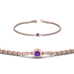 Load image into Gallery viewer, single-diamond-chain-bracelet-with-violac-topaz-in-14k-rose-gold-fdbr651576gvitoangle2-nl-rg