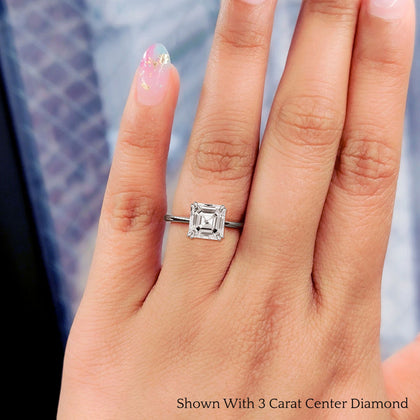 Asscher Cut Solitaire Knife Edge Engagement Ring