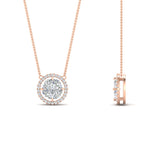 Load image into Gallery viewer, solitaire-looking-halo-diamond-necklace-in-FDPD11318-NL-RG