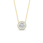 Load image into Gallery viewer, solitaire-looking-halo-diamond-necklace-in-FDPD11318-NL-YG