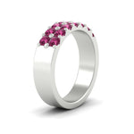 Load image into Gallery viewer, sparkle-two-line-1-ct-pink-sapphire-wedding-band-in-white-gold-FD11382BGSADRPIANGLE2-1.00CT-NL-WG