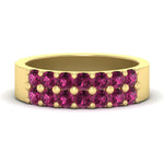 Load image into Gallery viewer, sparkle-two-line-1-ct-pink-sapphire-wedding-band-in-yellow-gold-FD11382BGSADRPI-1.00CT-NL-YG