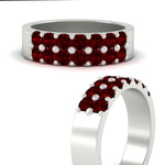 Load image into Gallery viewer, sparkle-two-line-1-ct-ruby-wedding-band-in-white-gold-FD11382BGRUDRANGLE3-1.00CT-NL-WG