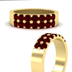 Load image into Gallery viewer, sparkle-two-line-1-ct-ruby-wedding-band-in-yellow-gold-FD11382BGRUDRANGLE3-1.00CT-NL-YG