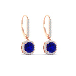 Load image into Gallery viewer, square-halo-2-ct-lever-back-sapphire-earring-in-rose-gold-FDEAR-11235CUGSABL-2.00CT-NL-RG.jpg
