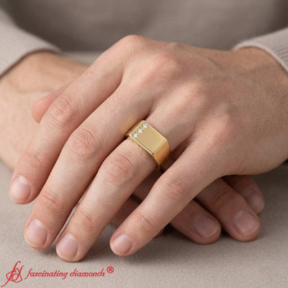 Three Stone Mens Engagement Ring