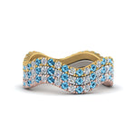 Load image into Gallery viewer, stacking-3-tone-wave-diamond-ring-with-blue-topaz-in-white-gold-FD124152GICTOANGLE3-NL-WG.jpg